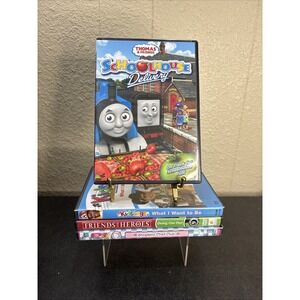 Lot of 4 Kids DVDs~Thomas Schoolhouse Delivery~Friends and Heros~Kidsongs~Shopki